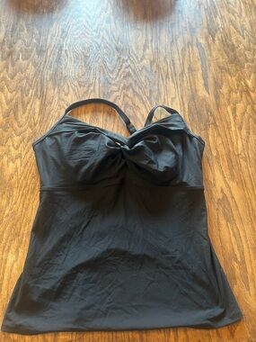 Athleta Black Twist-Front Swim Tankini Top